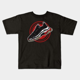 Balen Triple Black Red White Sneaker Kids T-Shirt